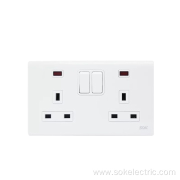 Double Pole Switch Socket Outlets 2Gang power outlet